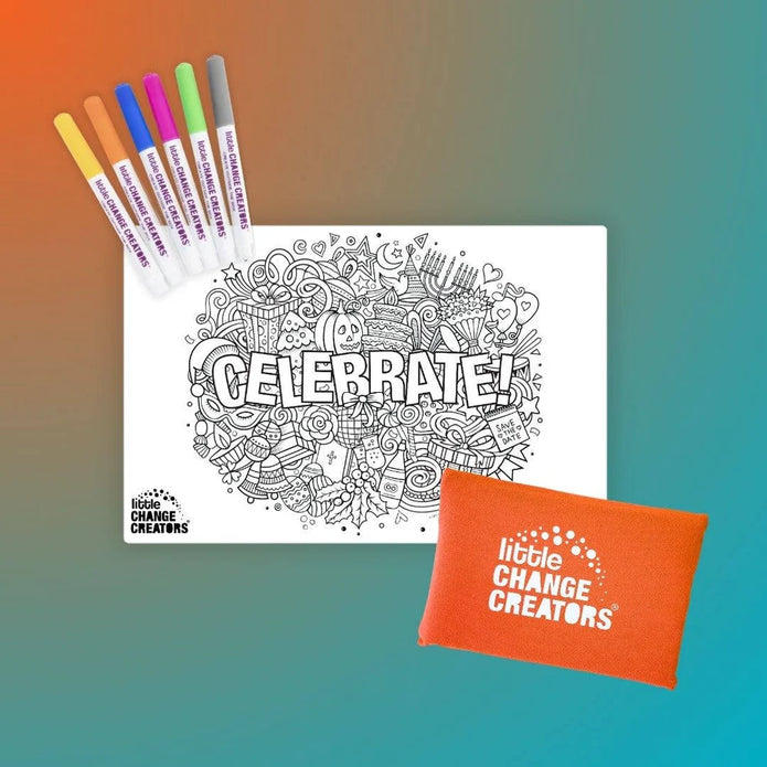 Pocket Reusable Colouring In Set - CELEBRATE!