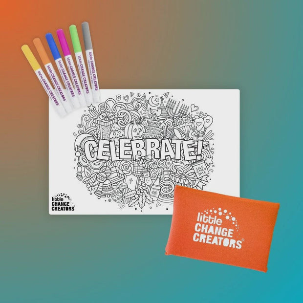 Pocket Reusable Colouring In Set - CELEBRATE!