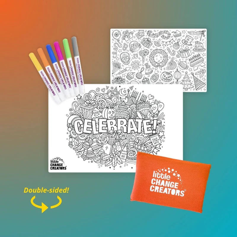 Pocket Reusable Colouring In Set - CELEBRATE!