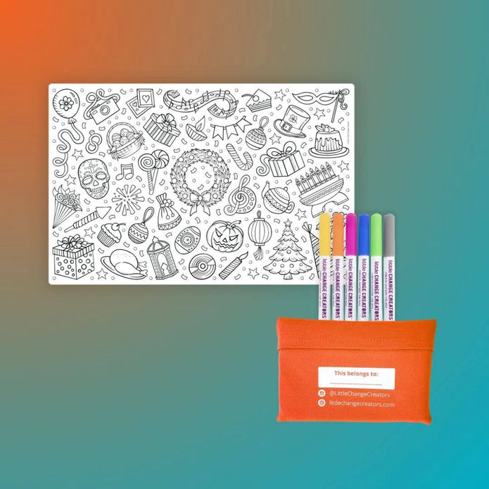 Pocket Reusable Colouring In Set - CELEBRATE!