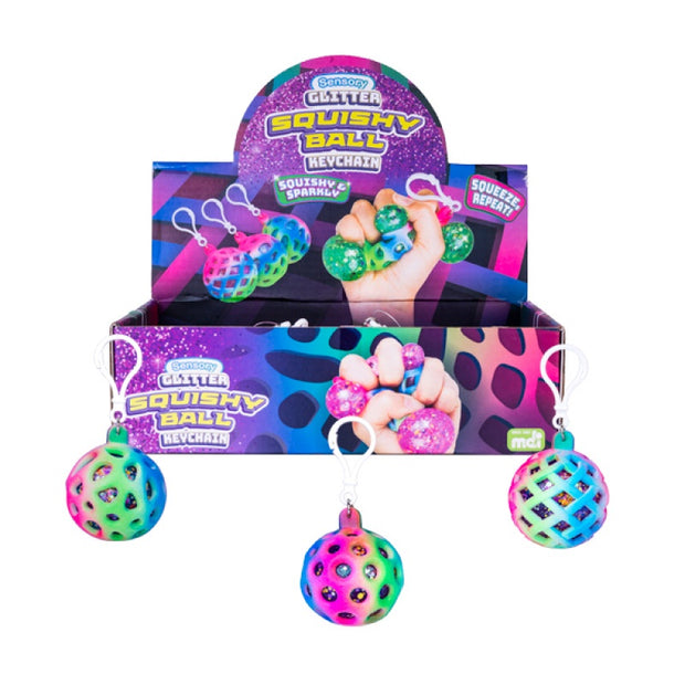 Sensory Squishy Glitter Ball Keychain - Sensory Kingdom