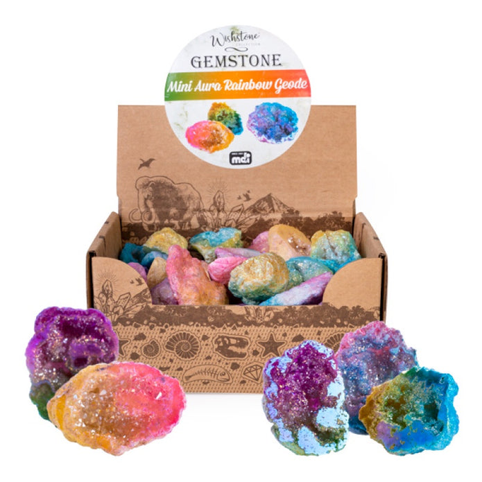 Gemstone Mini Rainbow Aura Geode - Sensory Kingdom