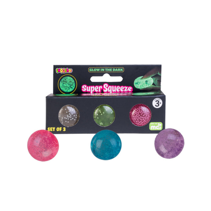 Smoosho's Super Squeeze Glow in the Dark Mini Balls Set of 3 - Sensory Kingdom