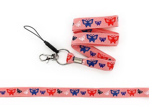 LANYARDS – PINK BUTTERFLY OUTLINE