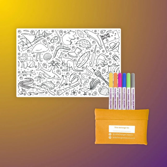 Pocket Reusable Colouring In Set - G’DAY!