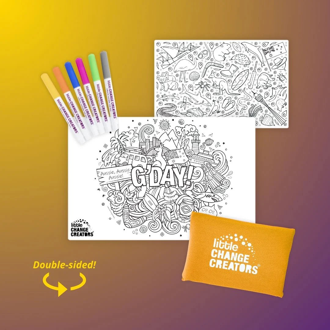 Pocket Reusable Colouring In Set - G’DAY!