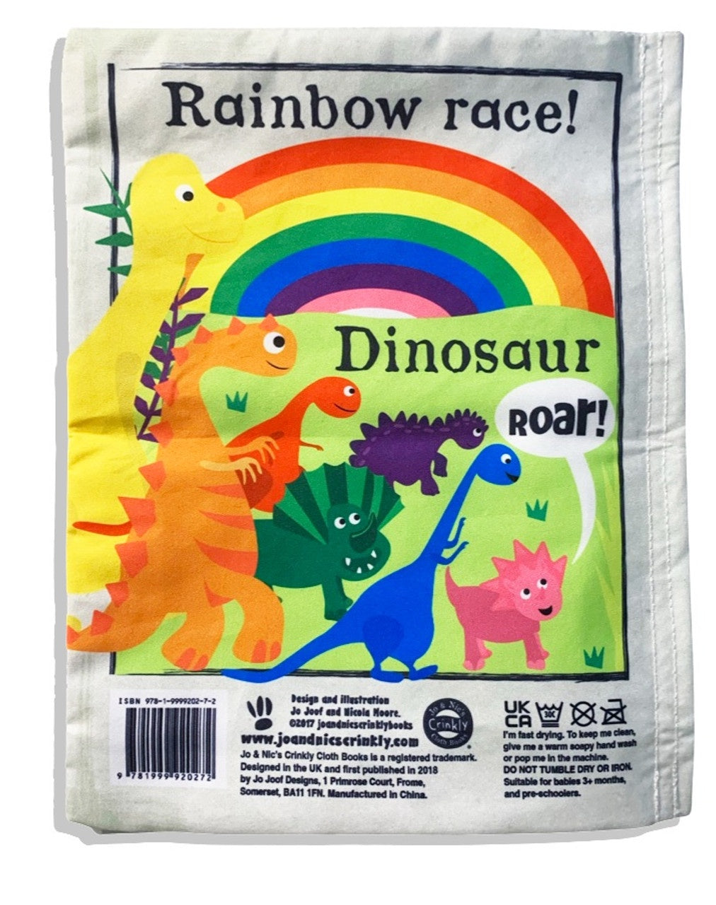 JO & NIC'S CRINKLY CLOTH BOOKS - RAINBOW DINOSAURS