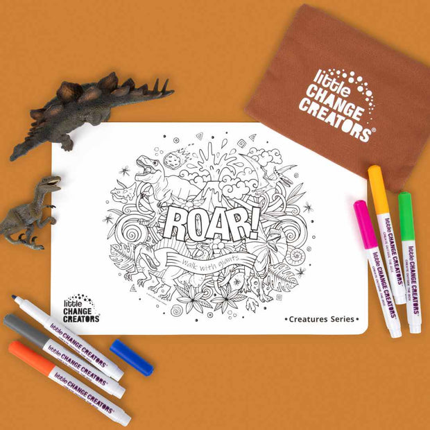 Pocket Reusable Colouring In Set - ROAR!