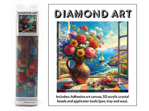 DIAMOND ART KIT 5D (30x30cm) – FLOWERS IN WINDOW