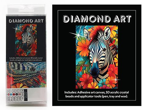 DIAMOND ART KIT 5D (15x20cm) – ZEBRA W/FLOWERS