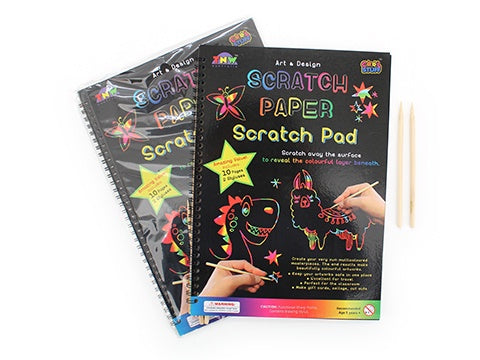 SCRATCH PAPER SPIRAL PAD (10 x A4 PAGES + 2 TOOLS) - Sensory Kingdom