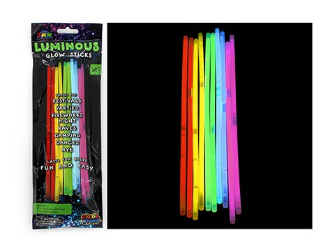 GLOWSTICKS – 10 PER PACK (5 COLOURS ASSTD) – 20cm - Sensory Kingdom