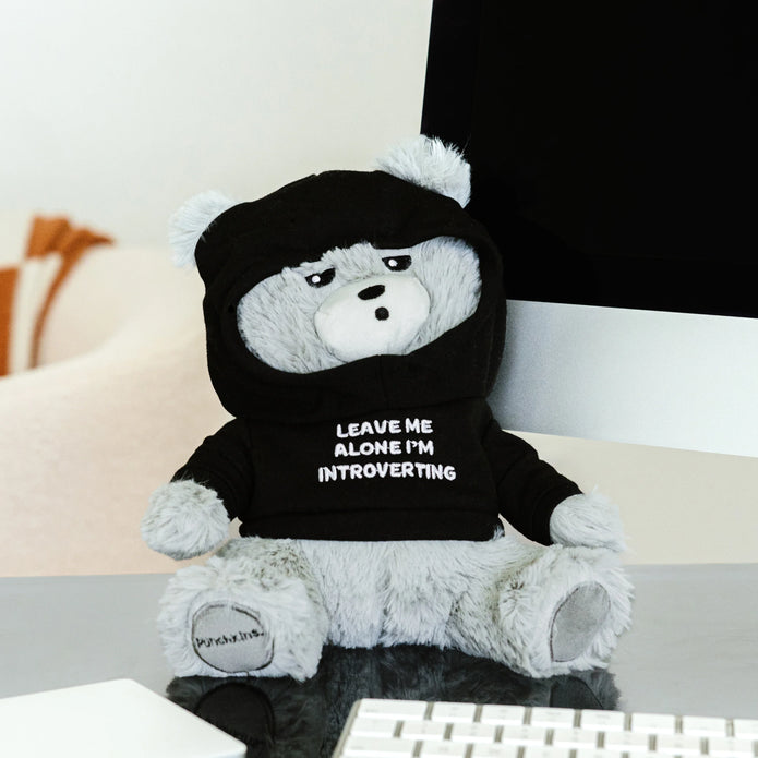 Teddy Bear Plushie - Leave Me Alone. I'm Introverting - Sensory Kingdom