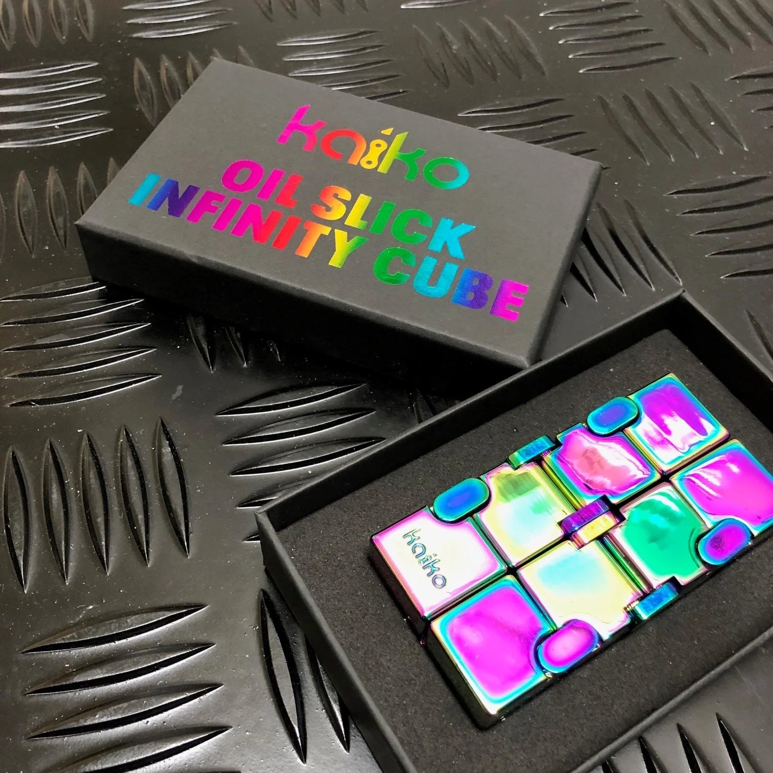 INFINITY Cube in Oil Slick 165grams By Kaiko Fidgets