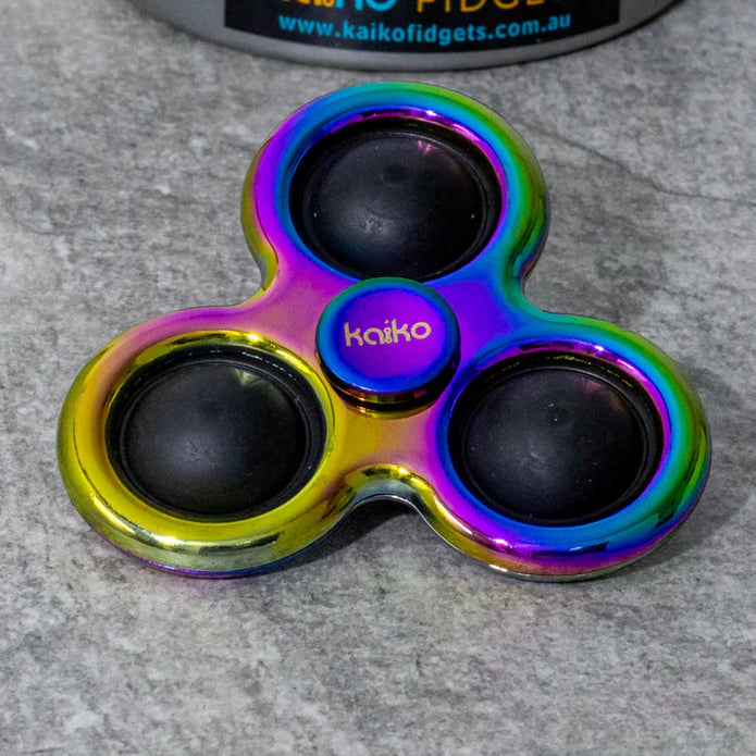 Pop It Metal Oil Slick Spinner - Sensory Kingdom